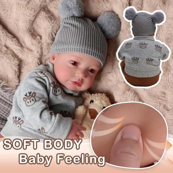 🆕Kids Realistic Reborn Baby Boy 20 Inch Newborn with Soft Cloth Body Baby Doll - Picture 4 of 9